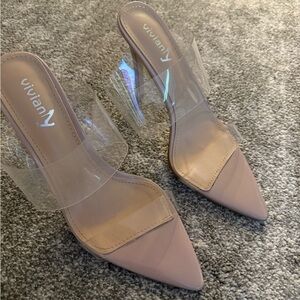 Viviana Blush Heels with Clear Straps